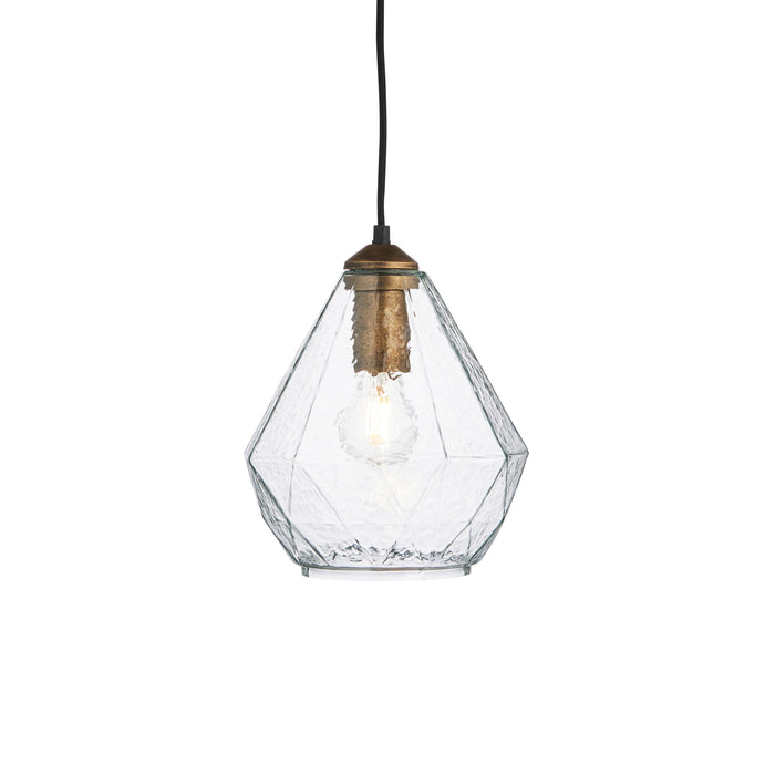 Ebbe Antique Gold Single Pendant Ceiling Light With Glass Shade