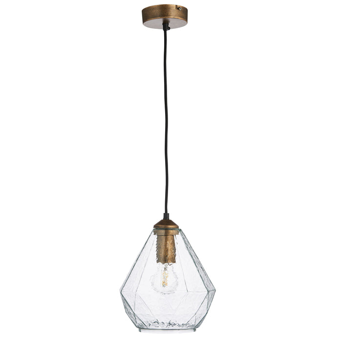 Ebbe Antique Gold Single Pendant Ceiling Light With Glass Shade