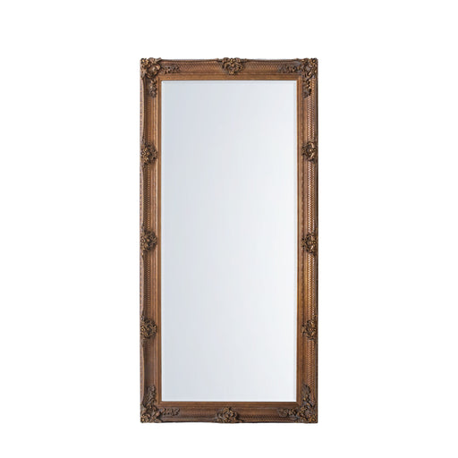 Bruna Wooden Floor Mirror, Large, Rectangular, Gold Frame 