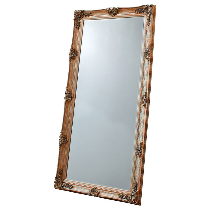 Bruna Wooden Floor Mirror, Large, Rectangular, Gold Frame
