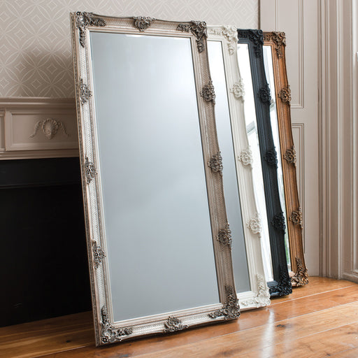 Bruna Wooden Floor Mirror, Large, Rectangular, Gold Frame 