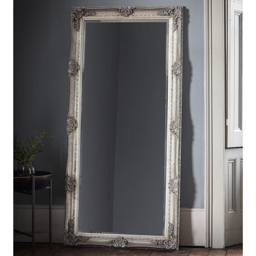 Amalia Large Decorative Wooden Floor Mirror in Silver