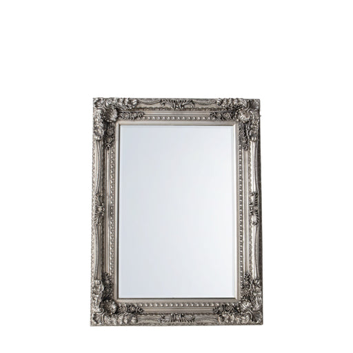 Camilla Decorative Wall Mirror, Wooden, Small, Rectangular, Silver Frame