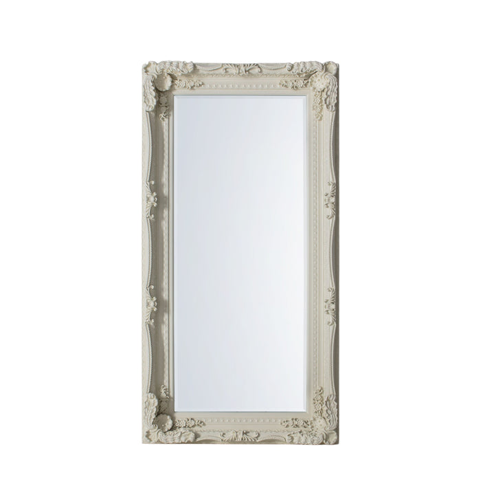 Camilla Wooden Floor Mirror, Large, Decorative, Cream Frame