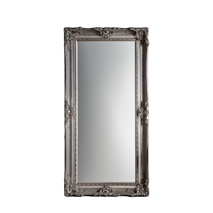 Eleanor Wooden Floor Mirror, Decorative, Rectangle, Silver Frame 