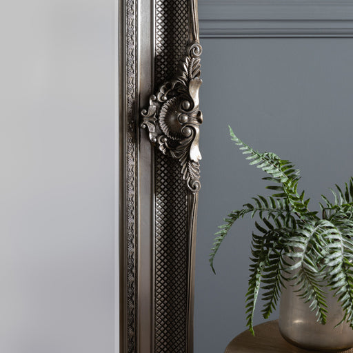Eleanor Decorative Wooden Floor Mirror in Silver