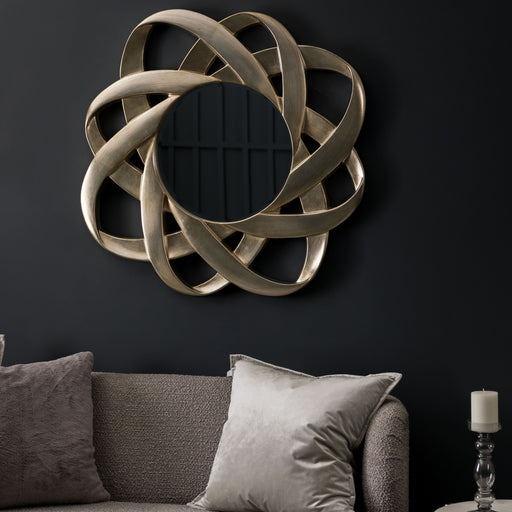 Beatrice Round Wall Mirror, Intertwined, Silver, 98cm