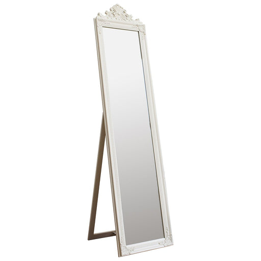 Agata Decorative Wooden Floor Mirror In White