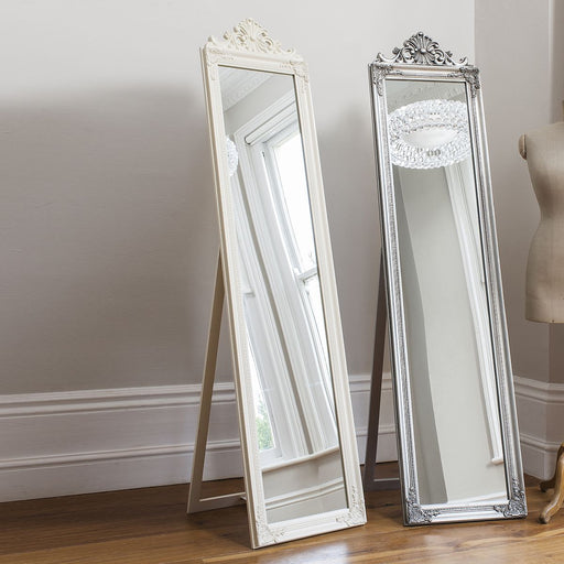 Agata Decorative Wooden Floor Mirror In White