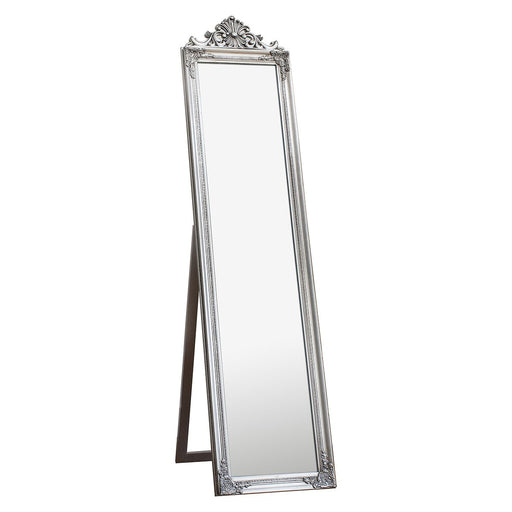 Agata Decorative Wooden Floor Mirror In Silver