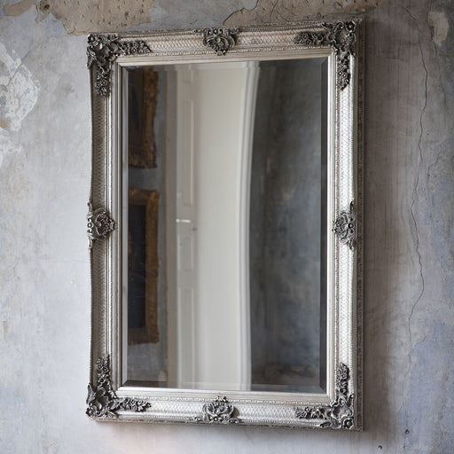 Amalia Wooden Wall Mirror,  Decorative Frame, Small, Silver, 9 x 109 cm