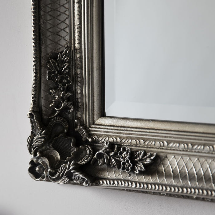 Amalia Wooden Wall Mirror,  Decorative Frame, Small, Silver, 9 x 109 cm