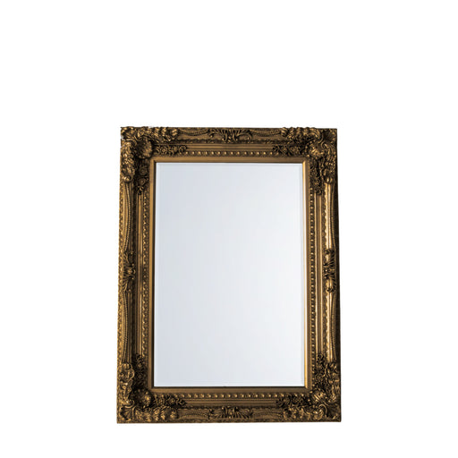 Camilla Wooden Wall Mirror, Small, Rectangle, Gold Frame 