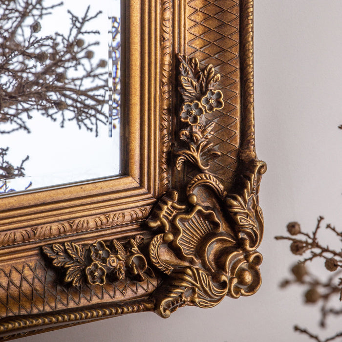 Amalia Wooden Wall Mirror, Gold Baroque Frame, 79 x 109 cm (Due Back In 30/07/24)