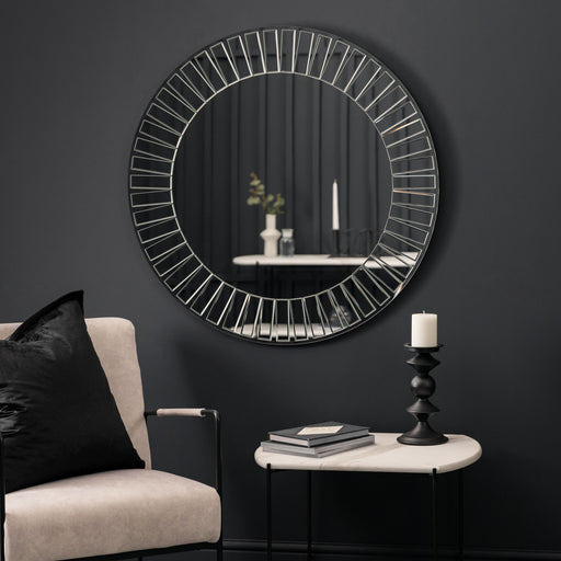 Layla Round Wall Mirror Large, Silver, Frameless