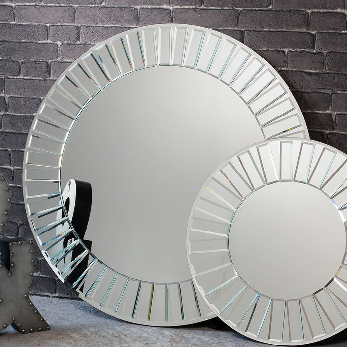 Layla Round Decorative Wall Mirror Large In Silver