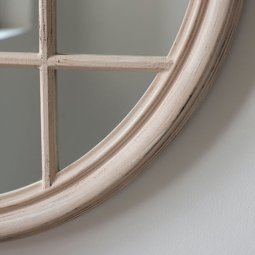 Ella Round Decorative Wooden Wall Mirror In Clay