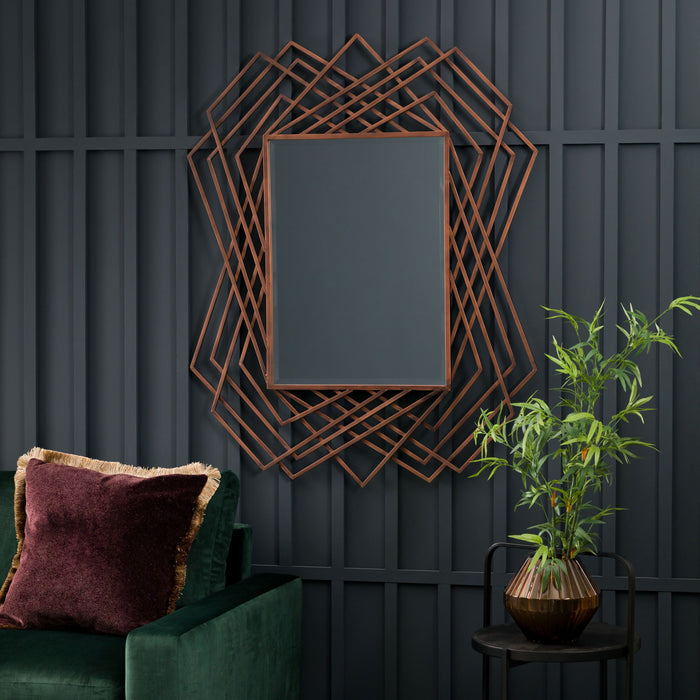  Filomena Decorative Metal Wall Mirror In Copper