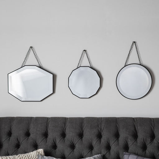 Georgia Decorative Metal/MDF/Glass Scatter Mirror In Black/Silver
