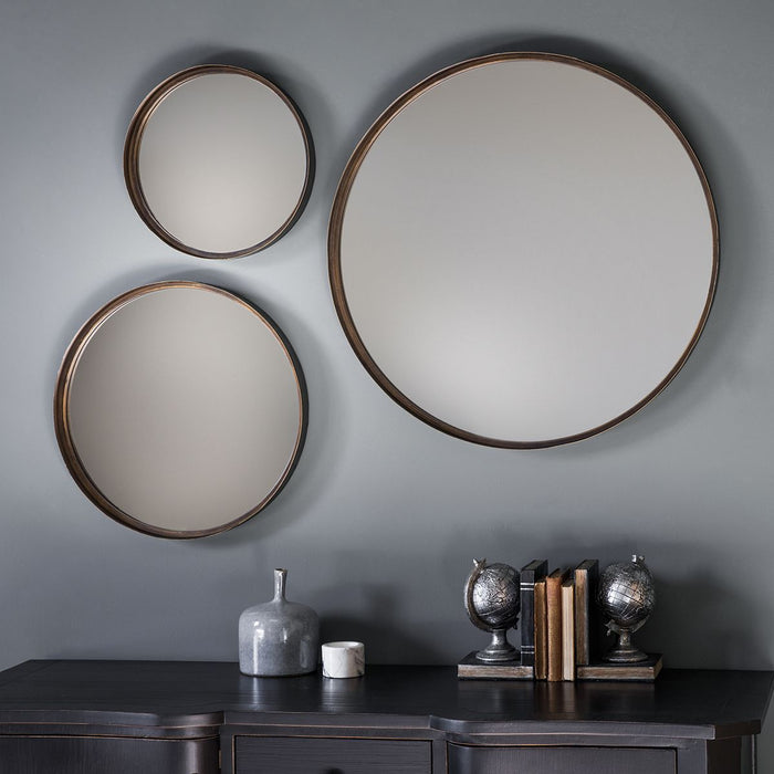 Ella Round Wall Mirror, Small, Metal Frame, Bronze