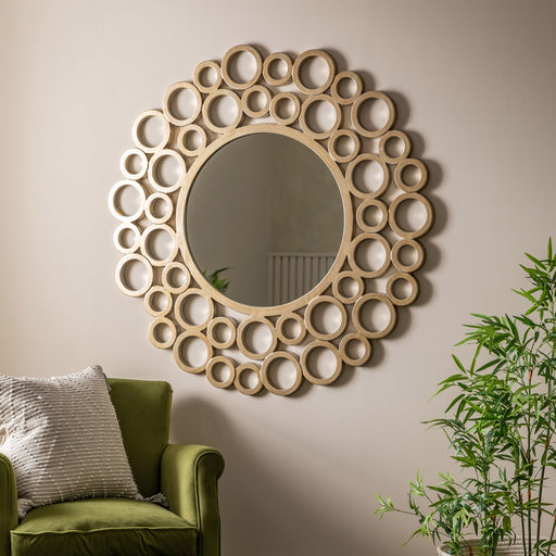 Maddison Wooden Wall Mirror, Round Frame, Gold