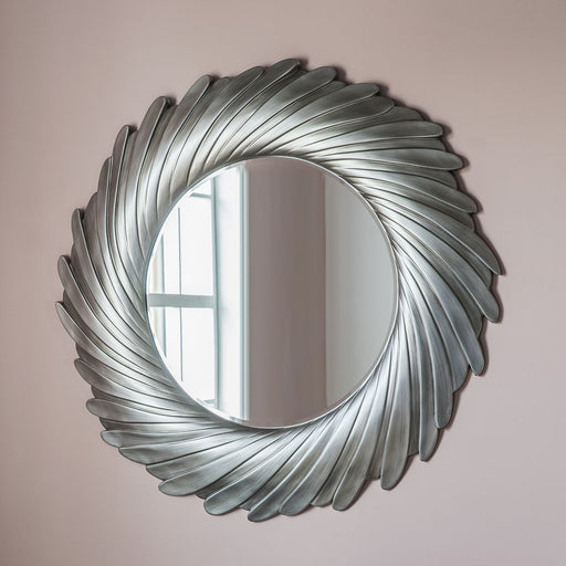 Veronica Wooden Wall Mirror, Round Frame, Silver