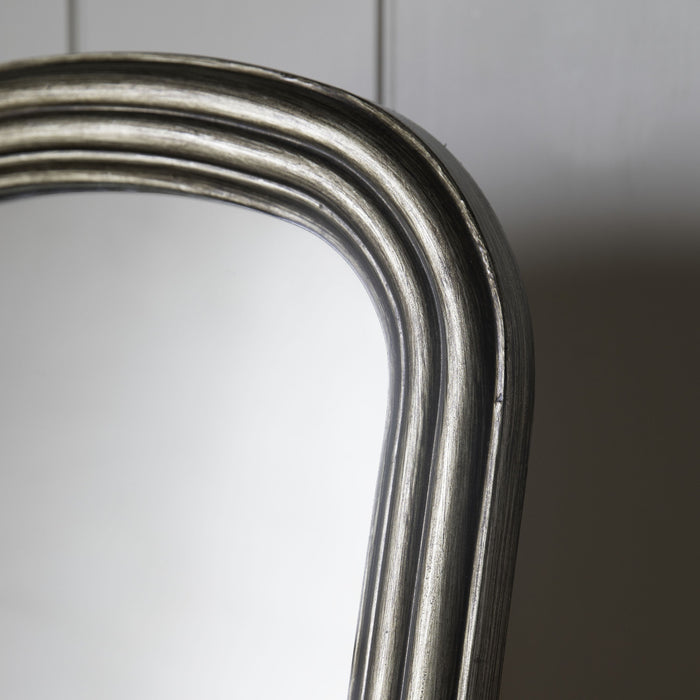 Assunta Wooden Floor Mirror, Arched, Brass, 160 x 42cm