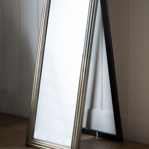 Assunta Wooden Floor Mirror, Arched, Brass, 160 x 42cm