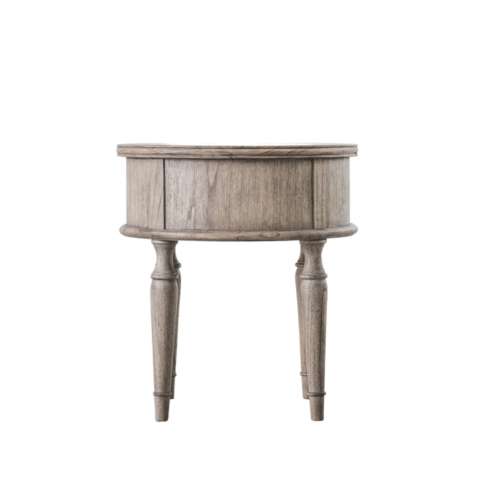 Alessandra Round Side Table, Natural Wooden Mindy Ash, 1 Drawer