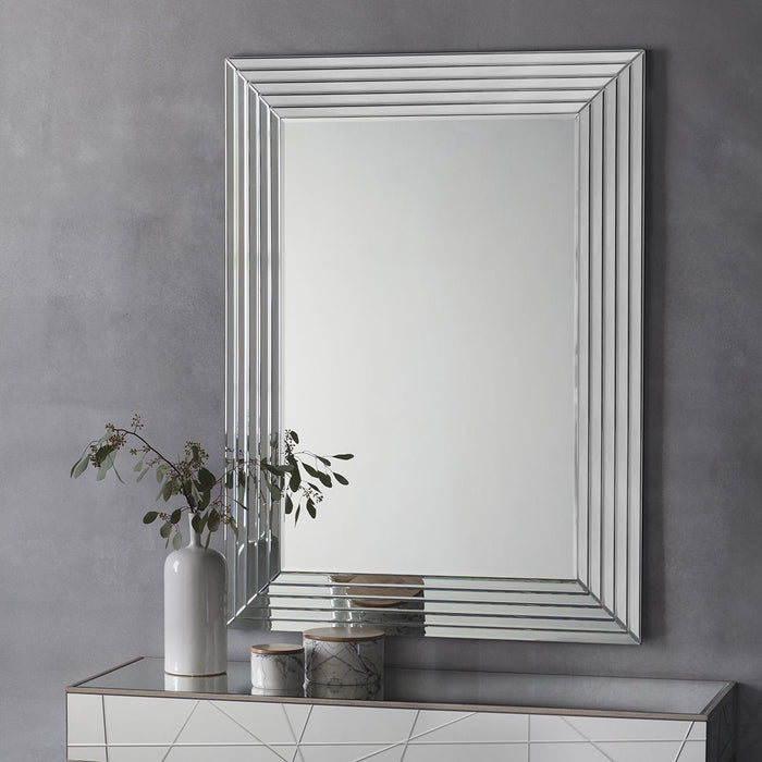 Sienna Decorative Wall Mirror, Layered Frame, Silver