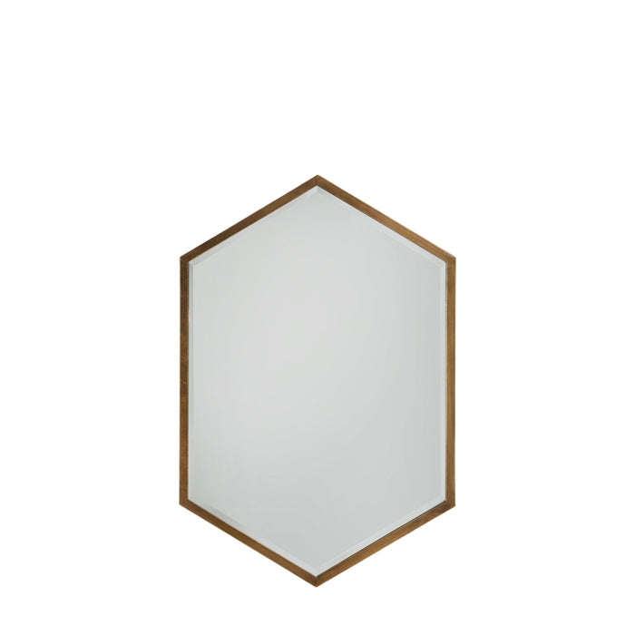 Millie Hexagonal Wall Mirror, Metal Frame, Antique Gold