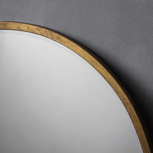Elsie Metal Wall Mirror, Large, Round, Antique Gold Frame