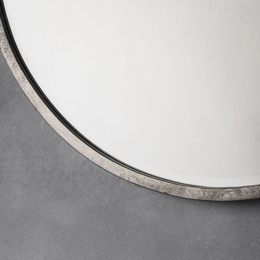 Elsie Round Wall Mirror, Large, Metal Frame, Antique Silver