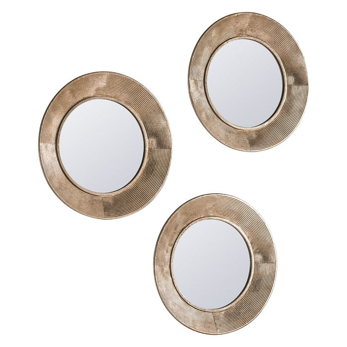 Axel Round Wall Mirrors, Metal, Gold Textured, 51cm