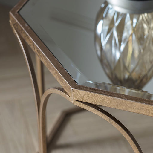 Elisa Coffee Table, Gold Metal Frame, Clear Glass Top