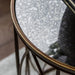 Beatrice Side Table, Gold Metal Frame, Distressed Mirror, Round Top