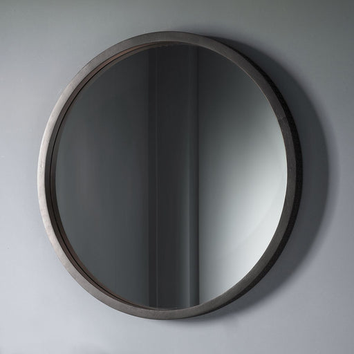 Boutique Wooden Wall Mirror, Round, Black Frame, 90cm