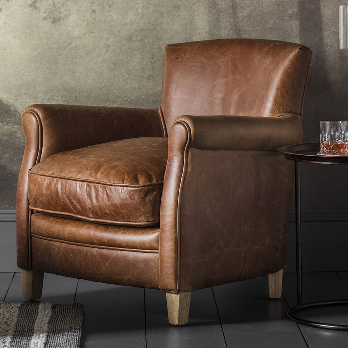 Zoe Armchair In Vintage Brown Leather (Due Back In Mid April)