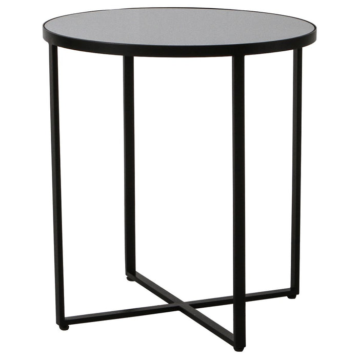 Carolina Side Table, Black Metal Frame, Smoked Grey Glass Top