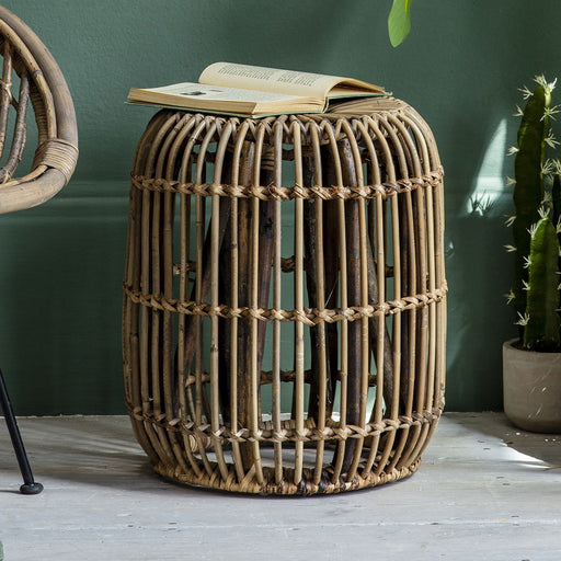 Vittoria Large Side Table, Natural Rattan, Round