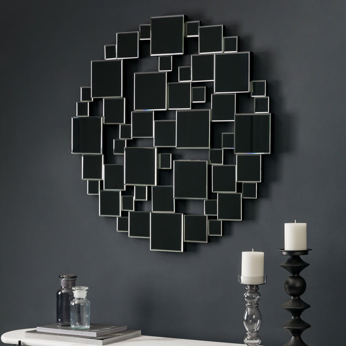 Lisa Round Decorative Wall Mirror in Silver
