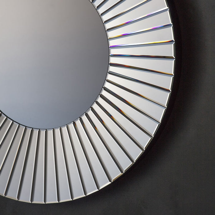 Clara Round Wall Mirror, Metal Frame, Silver