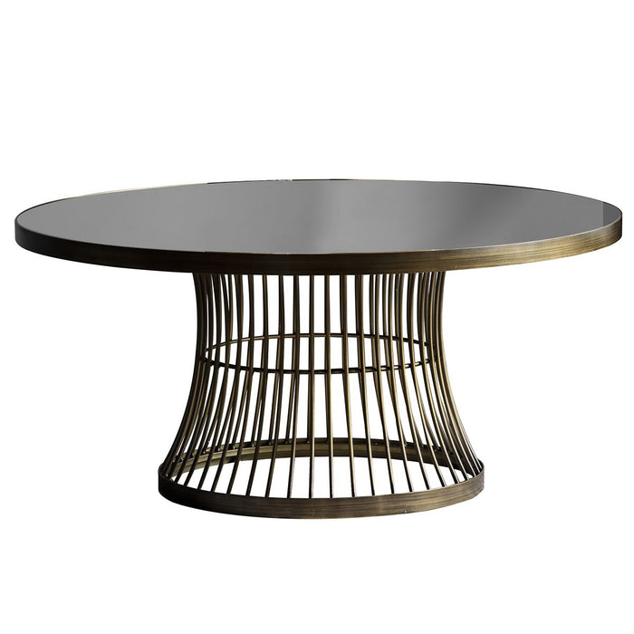Arianna Coffee Table, Bronze Metal Frame, Tinted Glass Top