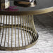 Arianna Coffee Table, Bronze Metal Frame, Tinted Glass Top