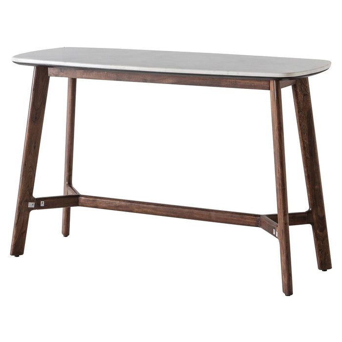 Akari Console Table, Dark Acacia Wooden Frame, White Marble Top