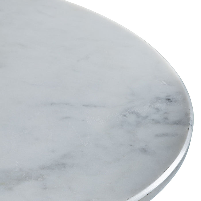 Akari Round Side Table, Dark Acadia Wooden Frame, White Marble Top