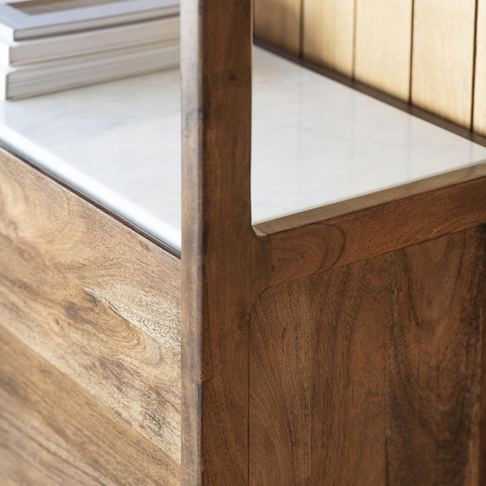 Akari Floor Shelf Unit, Wooden Frame, Rectangular, Natural, Two-Door Cupboard