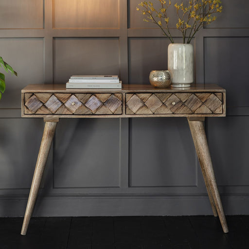 Malone Console Table, Burnt Wax, Mango Wood, Two Drawer
