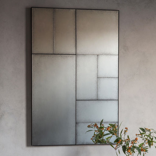 Azar Rectangular Wall Mirror, Metal Frame, Antique Black, Smoked Effect, 122 x 81cm