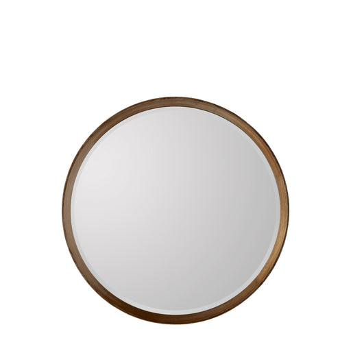 Arie Wooden Wall Mirror, Round, Walnut, 73.5cm